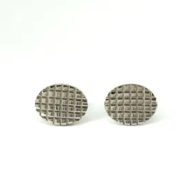 Oval Check Stainless Cufflinks (Online Exclusive)