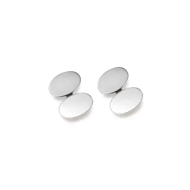 Oval Double Ended Cufflinks Silver