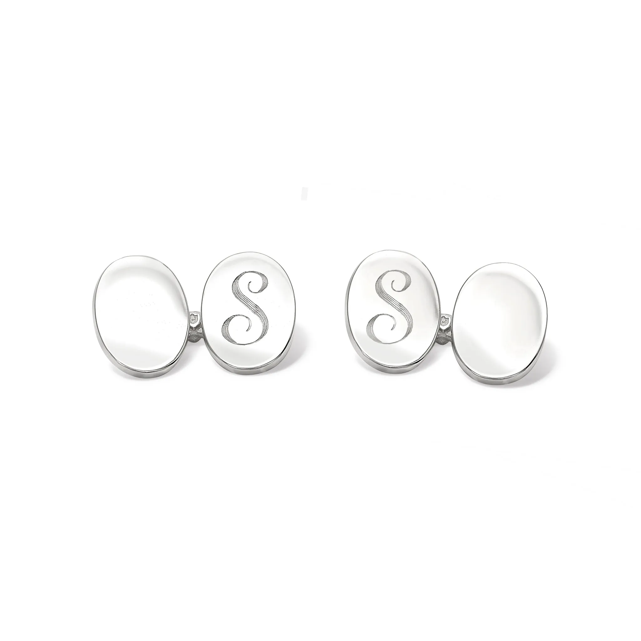 Oval Double Ended Cufflinks Silver