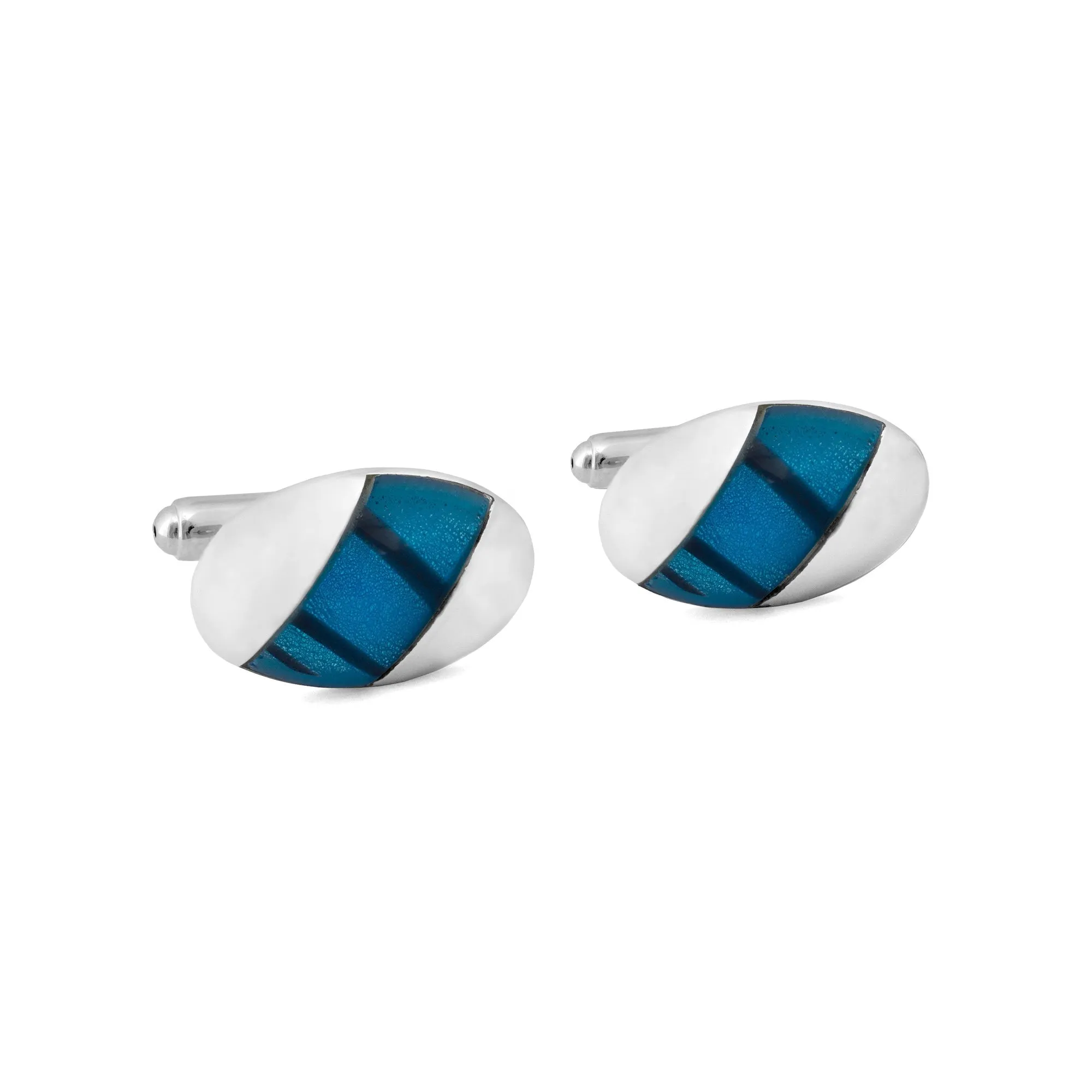 Oval Teal Dichroic Glass Cufflinks (Online Exclusive)