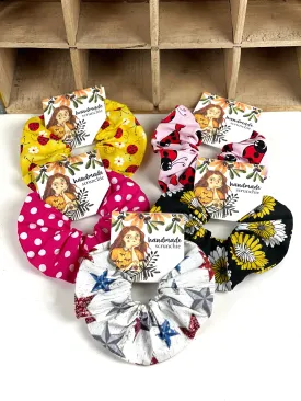 Oversized Extra Large Hair Scrunchie 100% Cotton Spring Prints Fabric Scrunchies, Ponytail Holder, Handmade Scrunchie