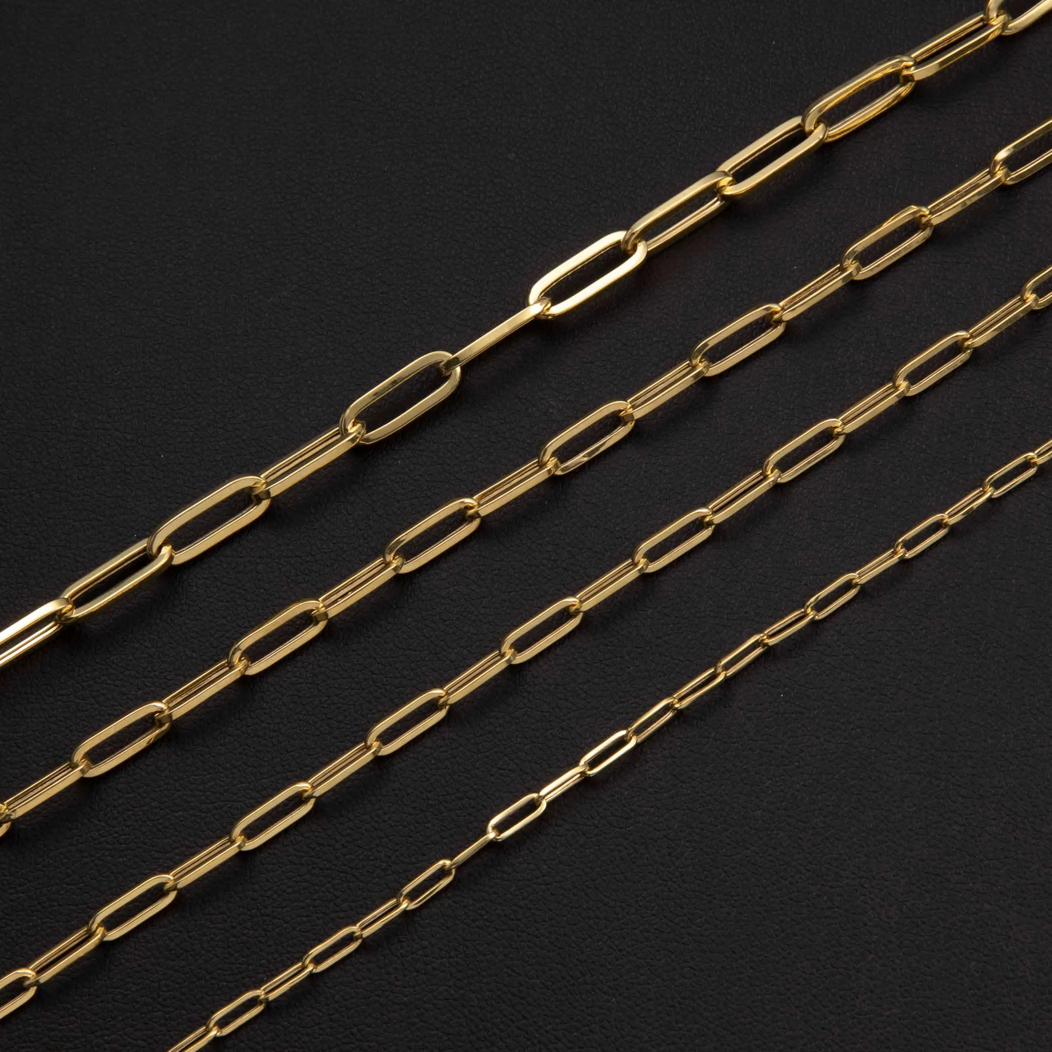 Paperclip Chain Necklace 10K Yellow Gold - Hollow