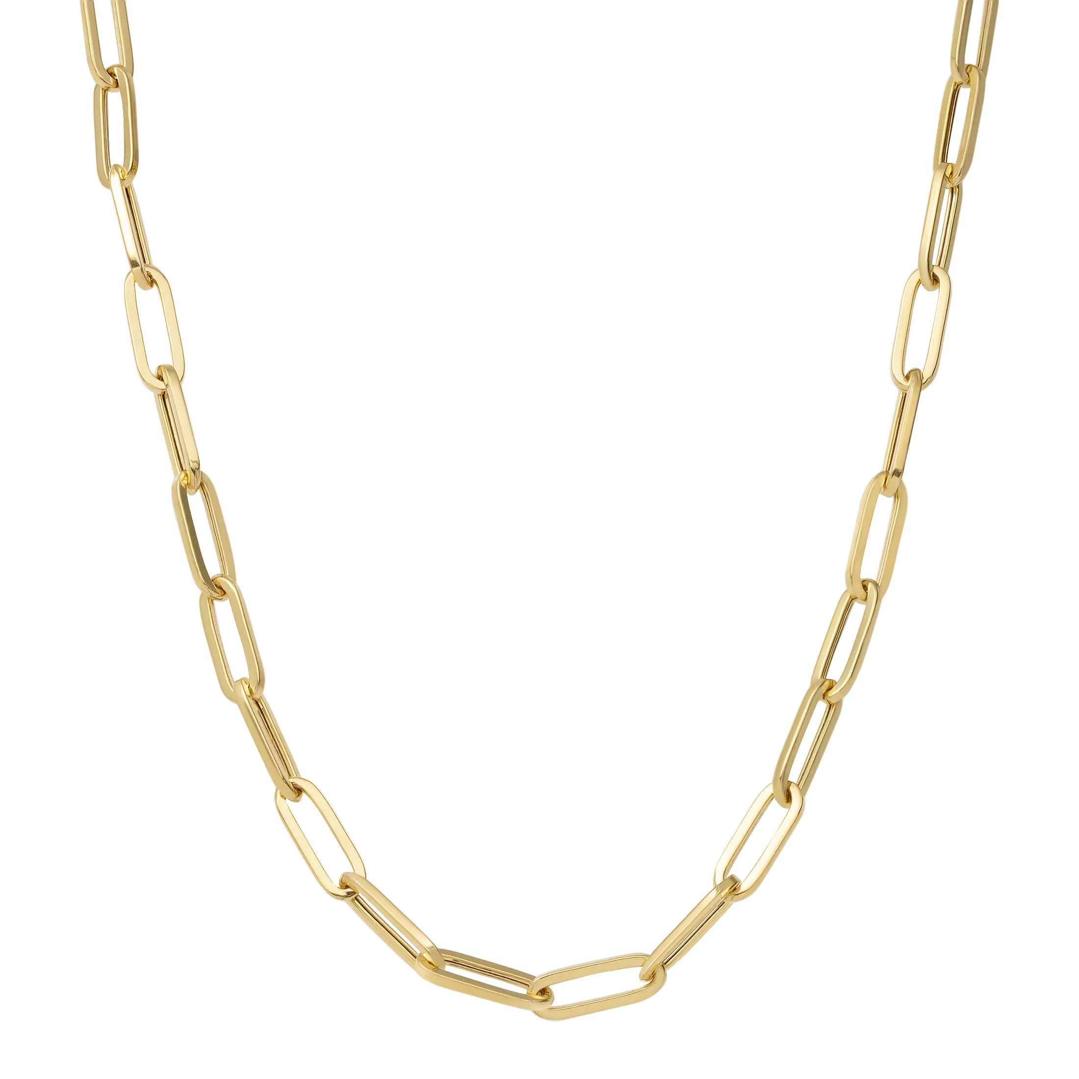 Paperclip Chain Necklace 10K Yellow Gold - Hollow