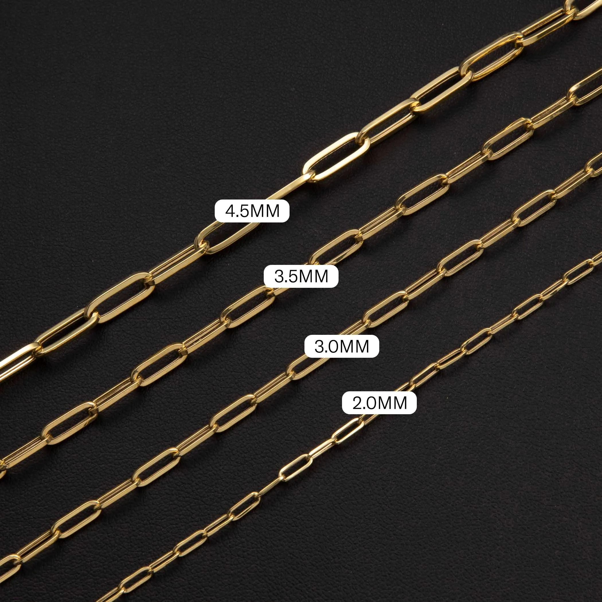 Paperclip Chain Necklace 10K Yellow Gold - Hollow