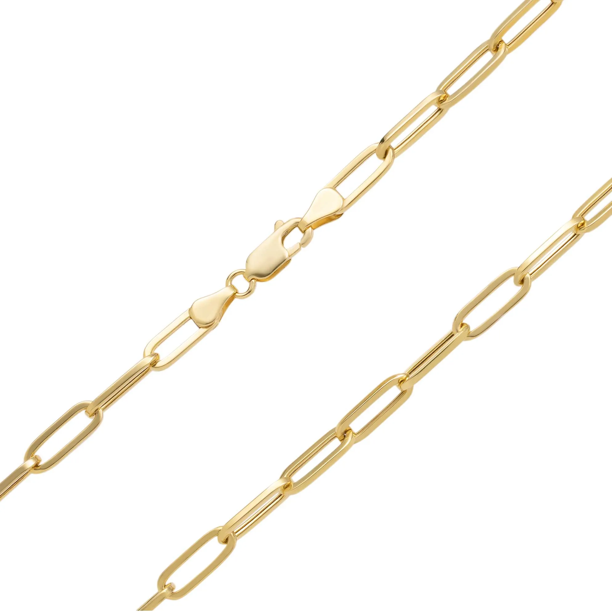 Paperclip Chain Necklace 10K Yellow Gold - Hollow