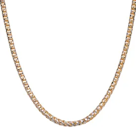 Pave Round Franco Chain Necklace 14K Yellow White Gold