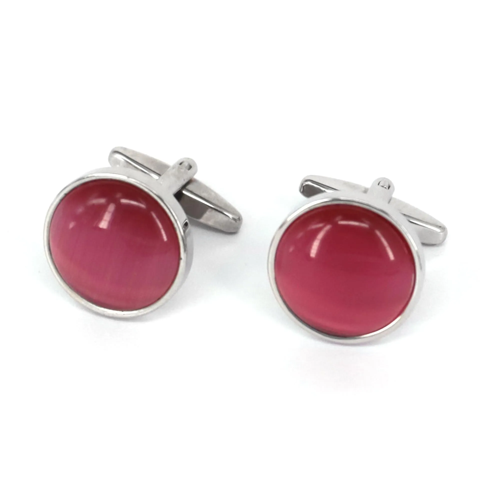 Pink Fibre Round Optic Glass Cufflinks (Online Exclusive)