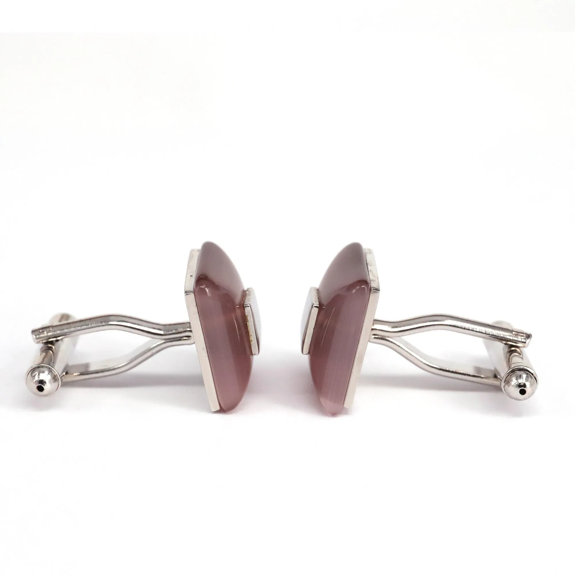 Pink / Purple Square fiber glass cufflinks with Silver Top (Online Exclusive)