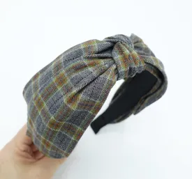 plaid bow tie knot headband hair accessory for women