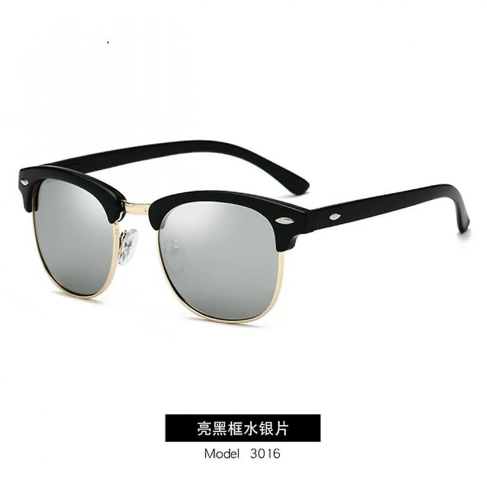 Polarized Sunglasses Brand Design Eye Semi Rimless Classic Silver