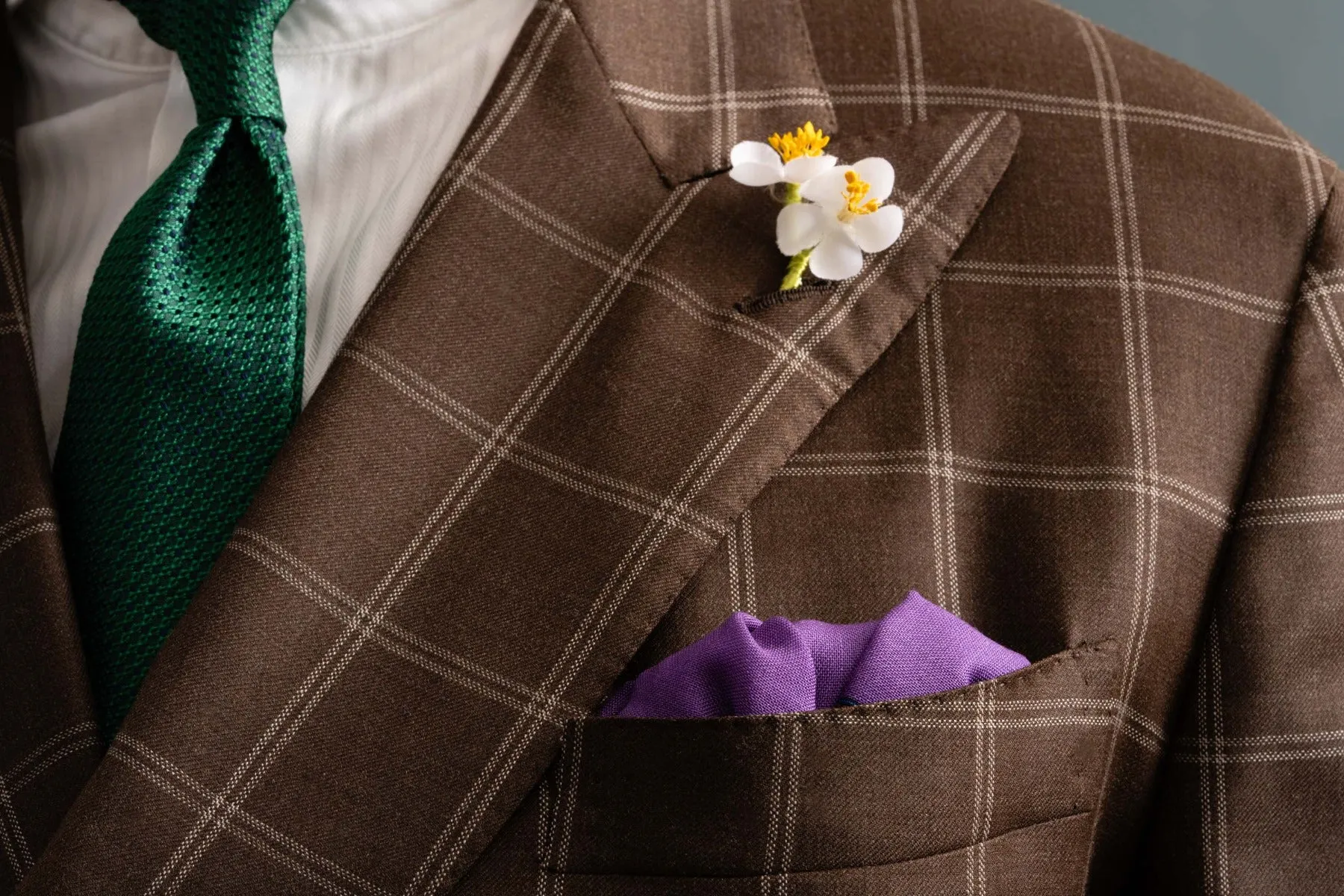 Purple & Yellow Medallion Silk-Wool Pocket Square