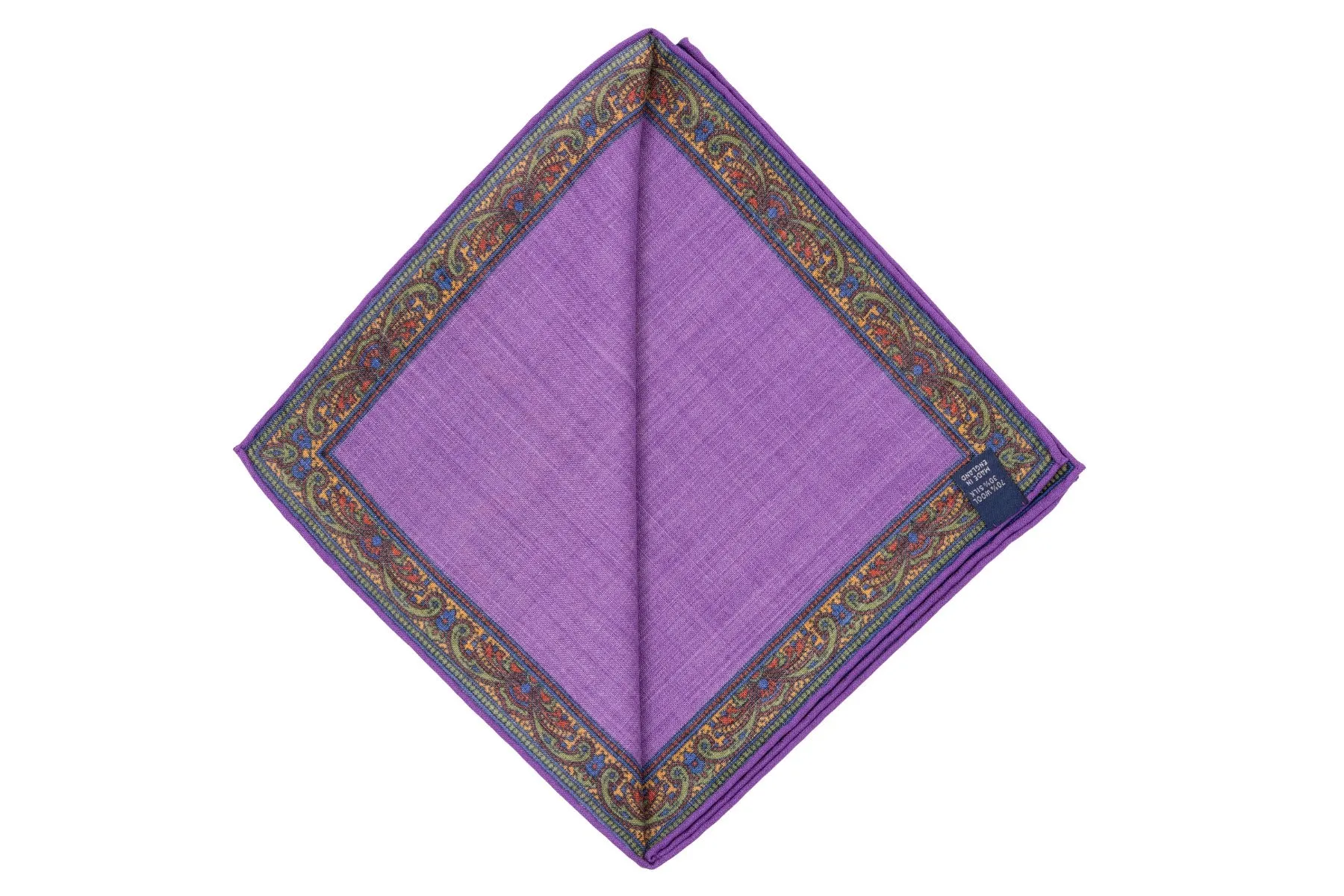 Purple & Yellow Medallion Silk-Wool Pocket Square