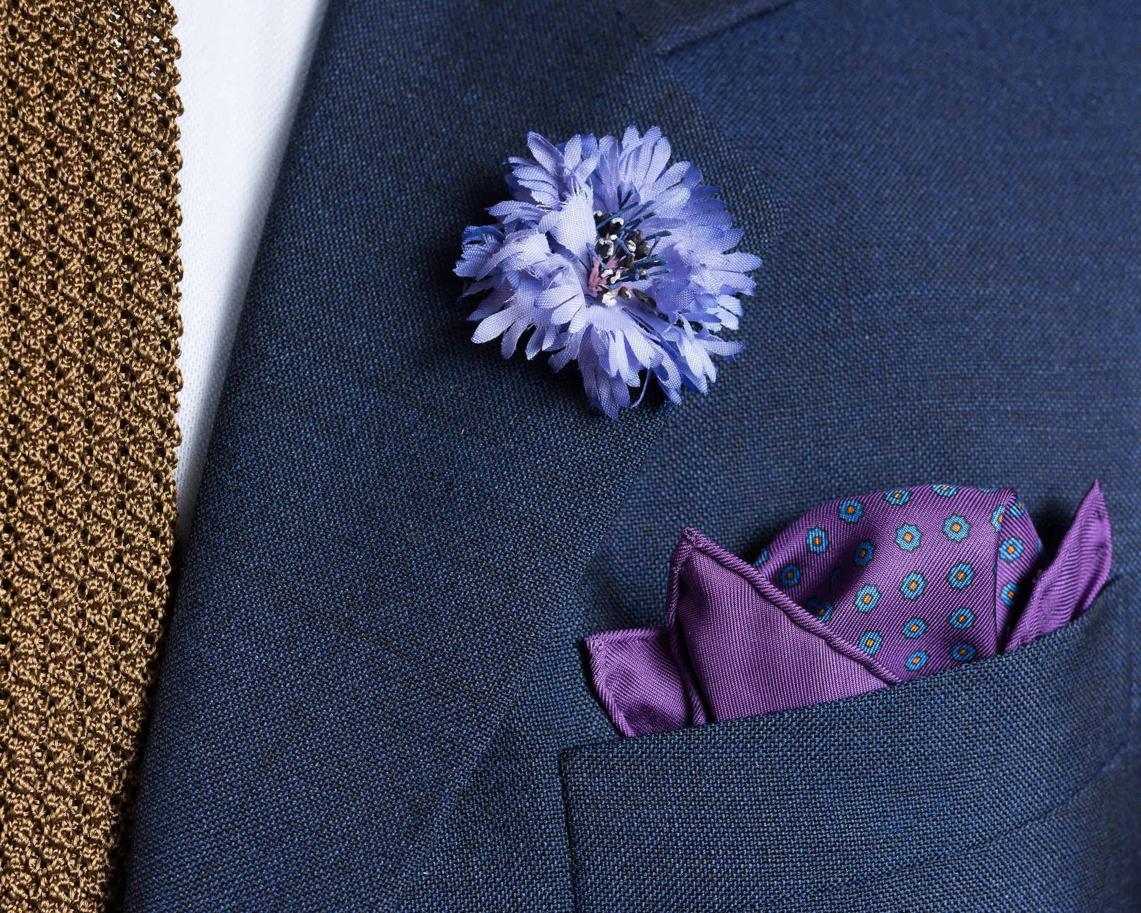 Purple Dotted Paisley Silk Pocket Square