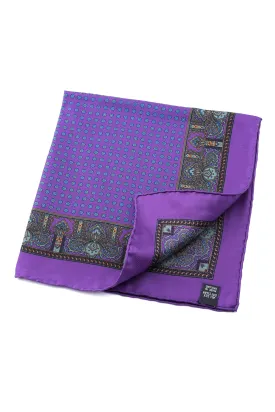 Purple Dotted Paisley Silk Pocket Square