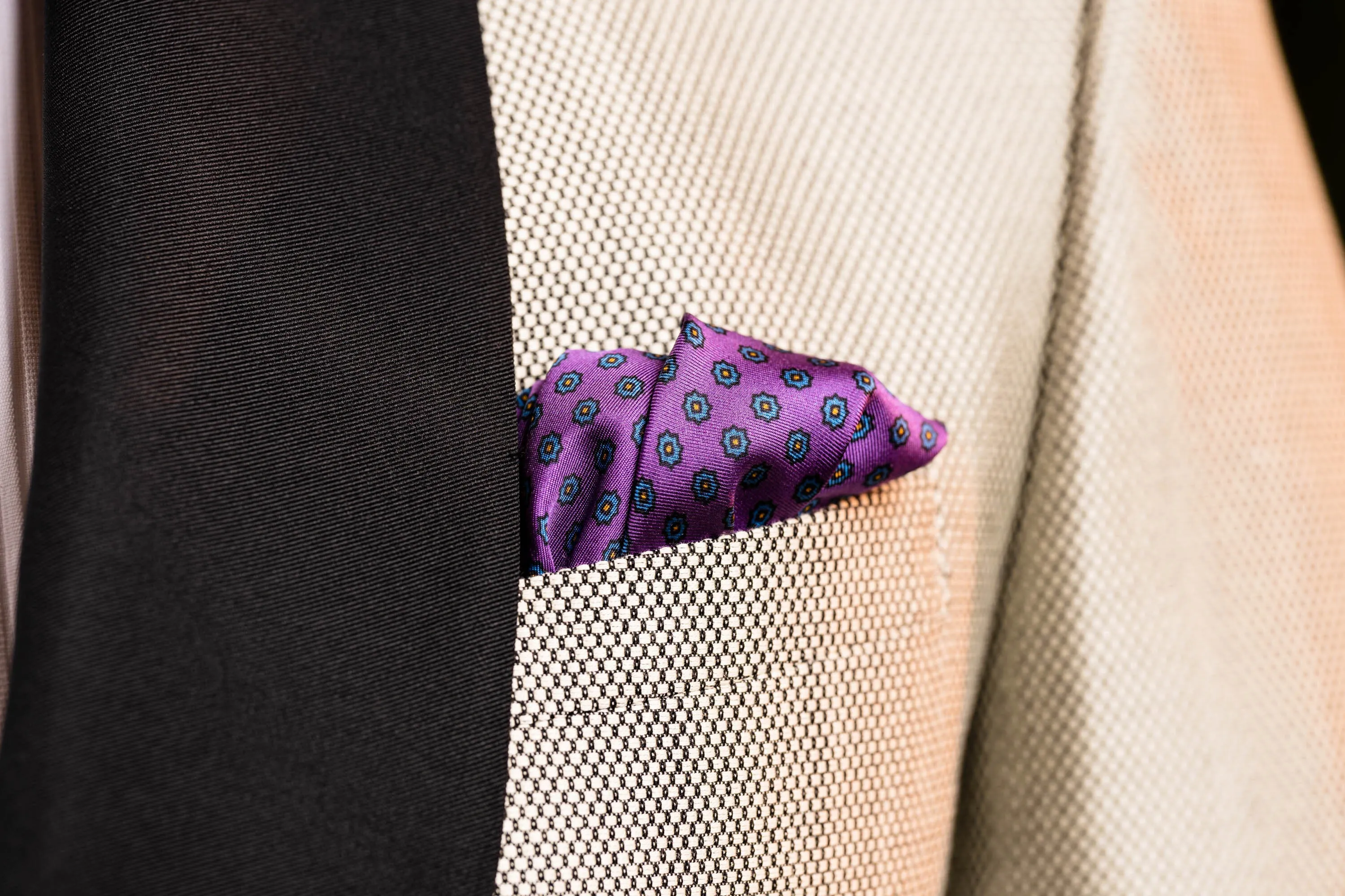 Purple Dotted Paisley Silk Pocket Square