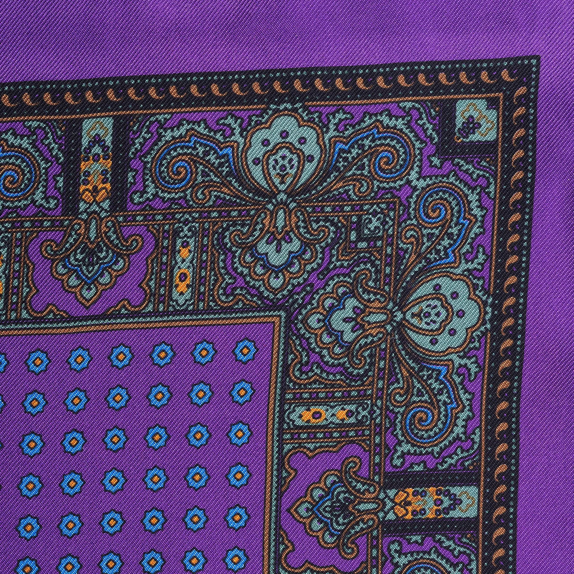 Purple Dotted Paisley Silk Pocket Square