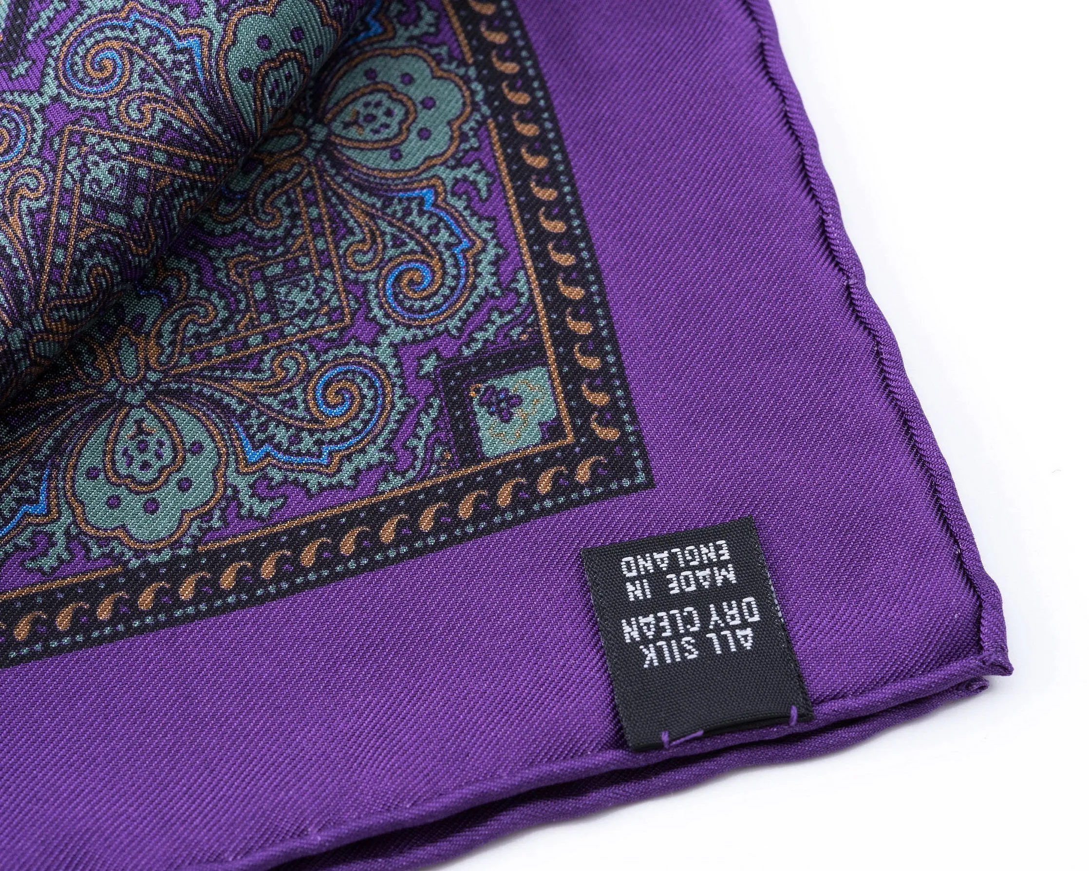 Purple Dotted Paisley Silk Pocket Square