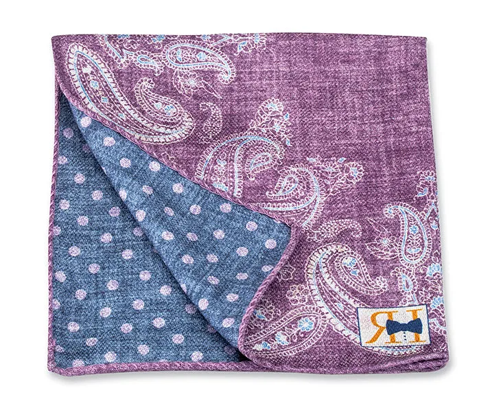 Purple/Blue Paisley/Dot Pocket Square - 5651