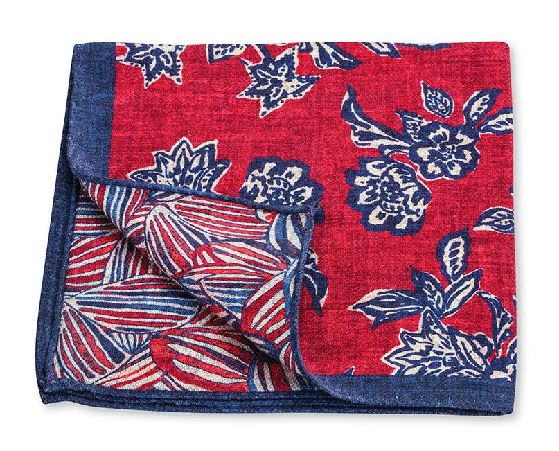 Red Bouquet/Leaves Pocket Square - 5522