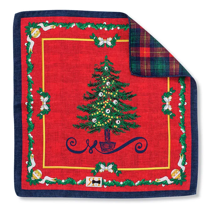 Red Christmas Tree Pocket Square - 5653