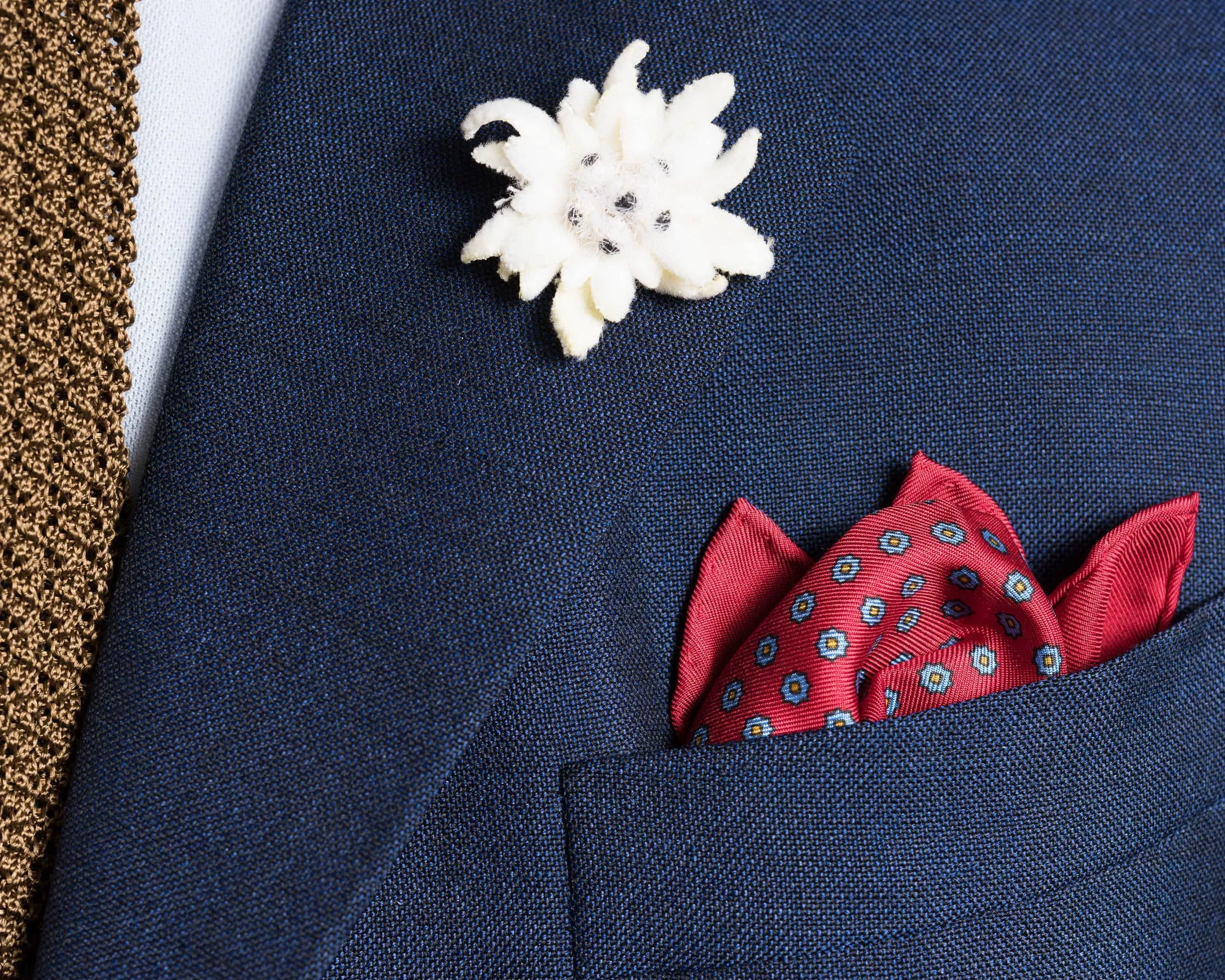 Red Dotted & Paisley Motif Silk Pocket Square