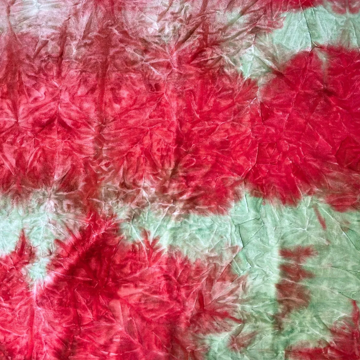 Red Green Tie Dye Stretch Velvet Fabric