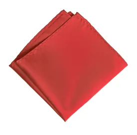 Red Pocket Square. Solid Color Satin Finish, No Print