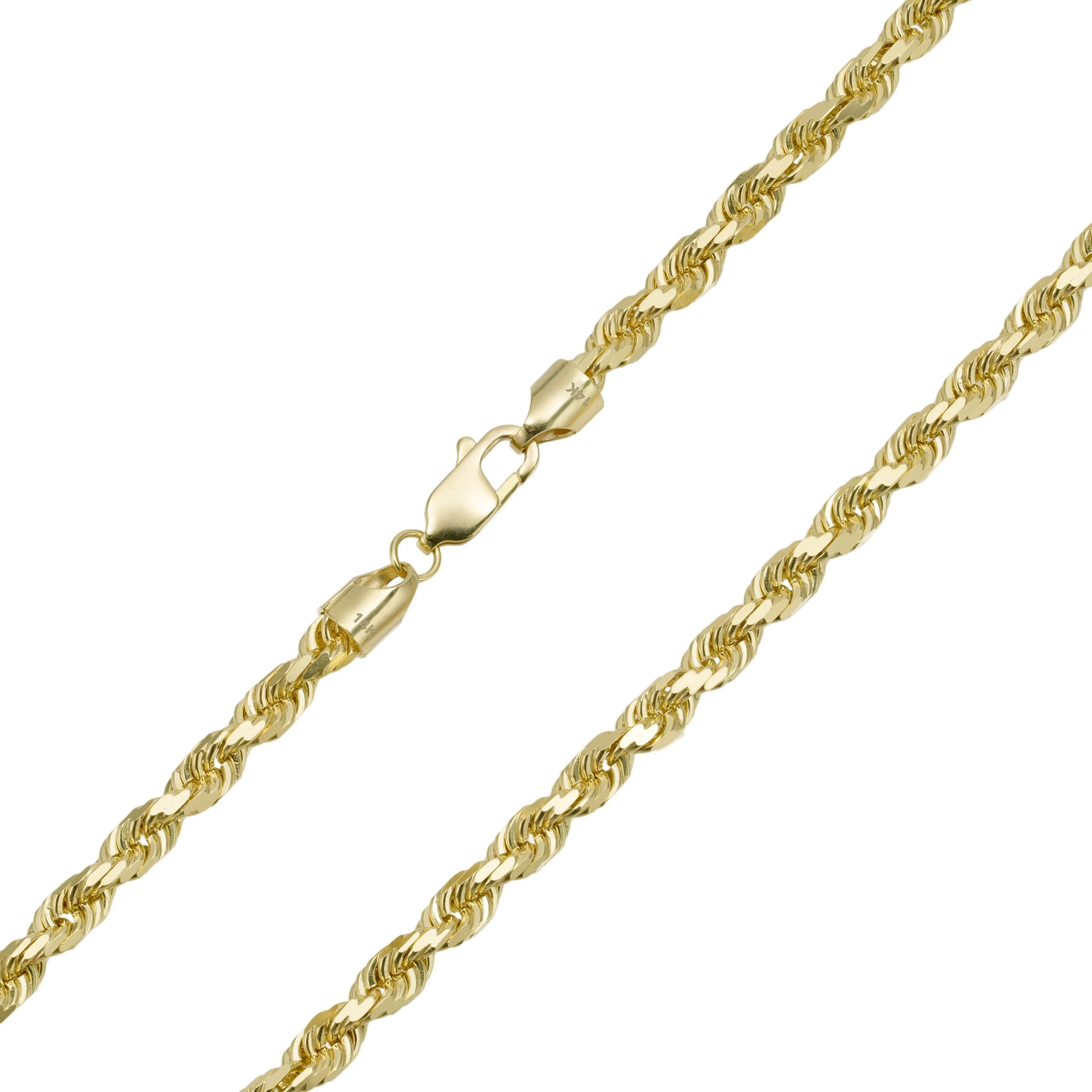 Rope Chain Necklace 14K Yellow Gold - Solid