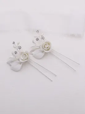 Rose Petals Flower Hairpin Set of 2