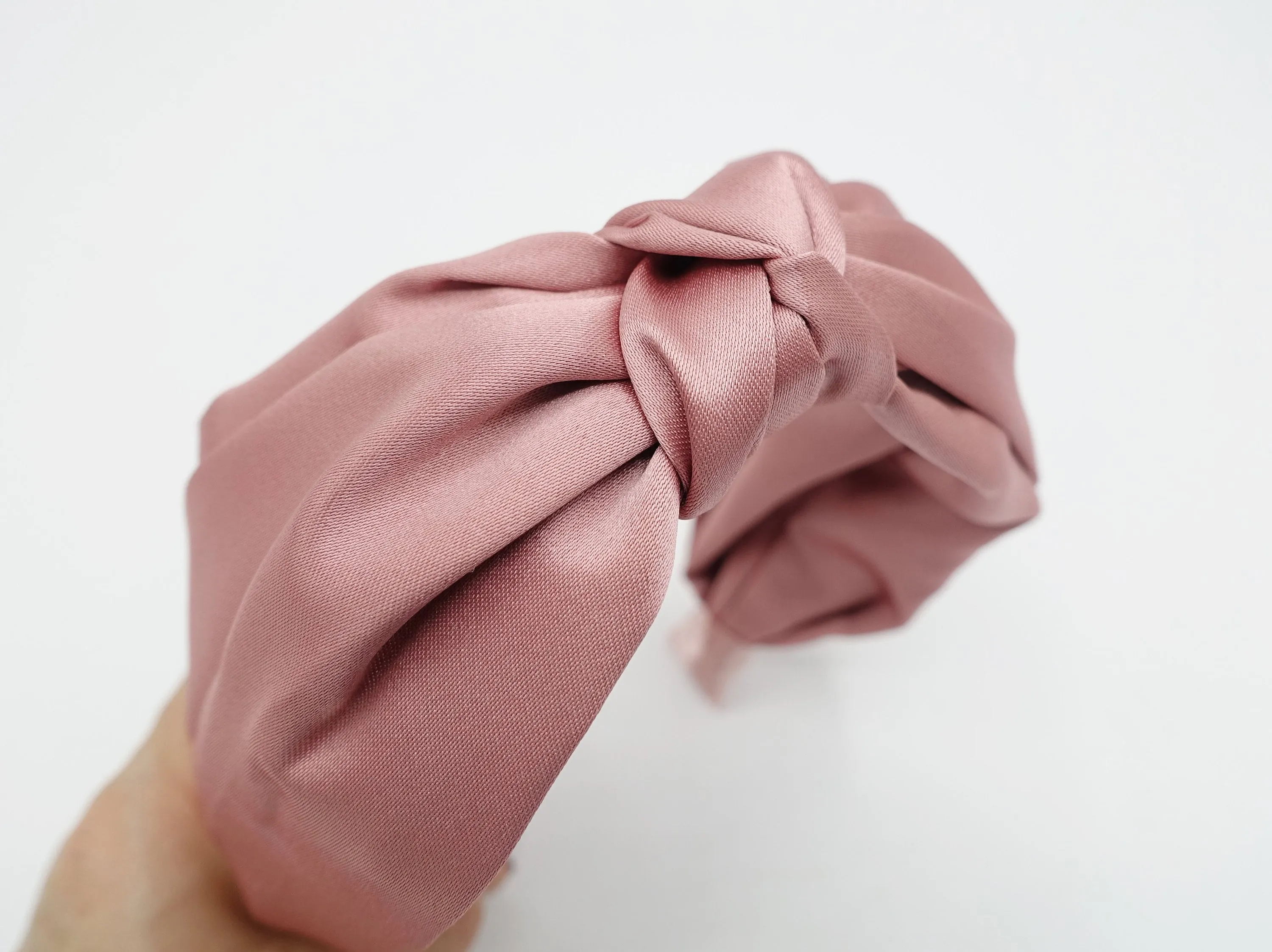 satin double layered knot headband solid hairband women hair accessory