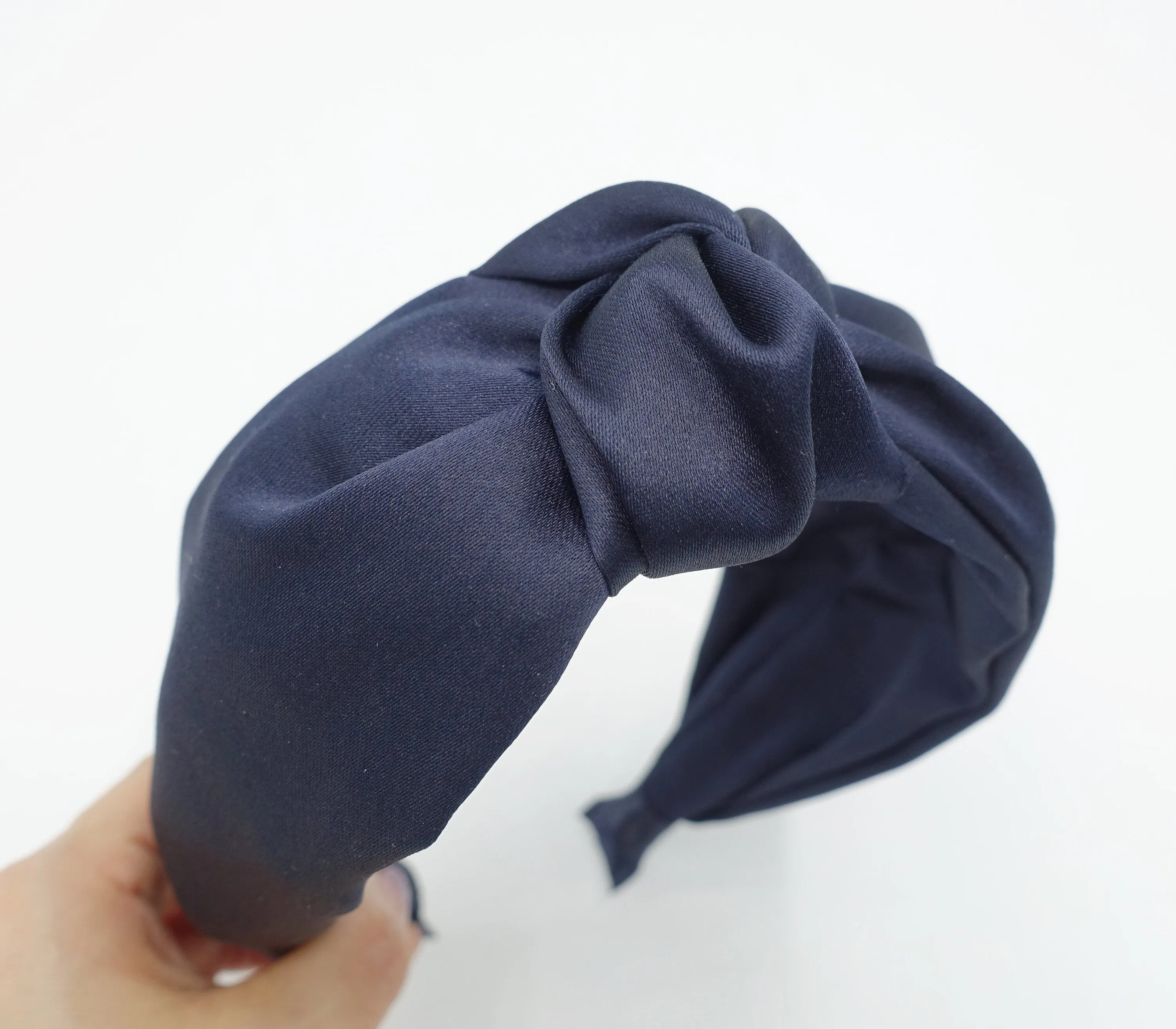 satin double layered knot headband solid hairband women hair accessory