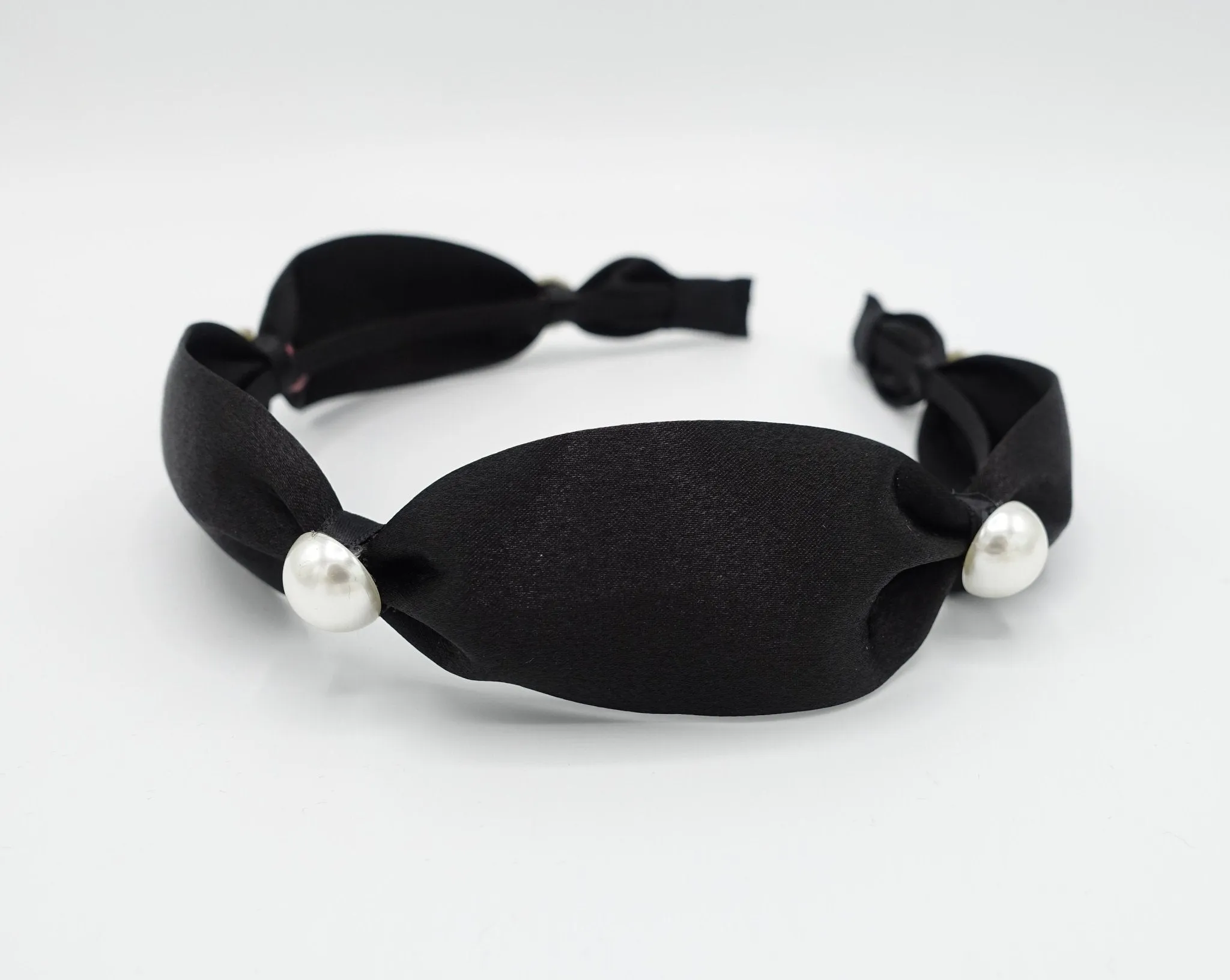 satin pearl tie headband