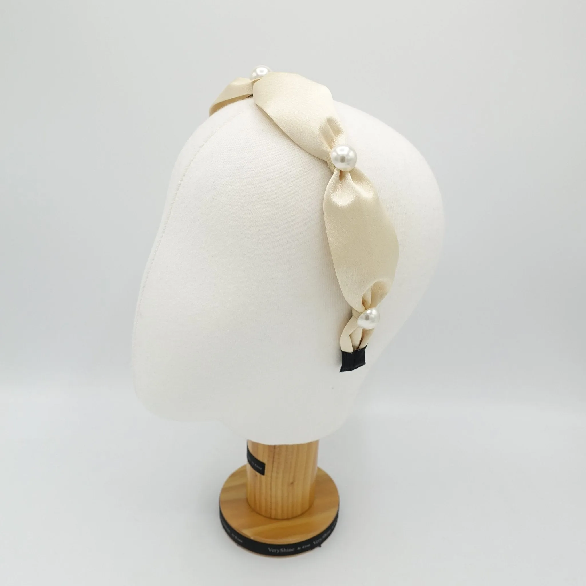 satin pearl tie headband