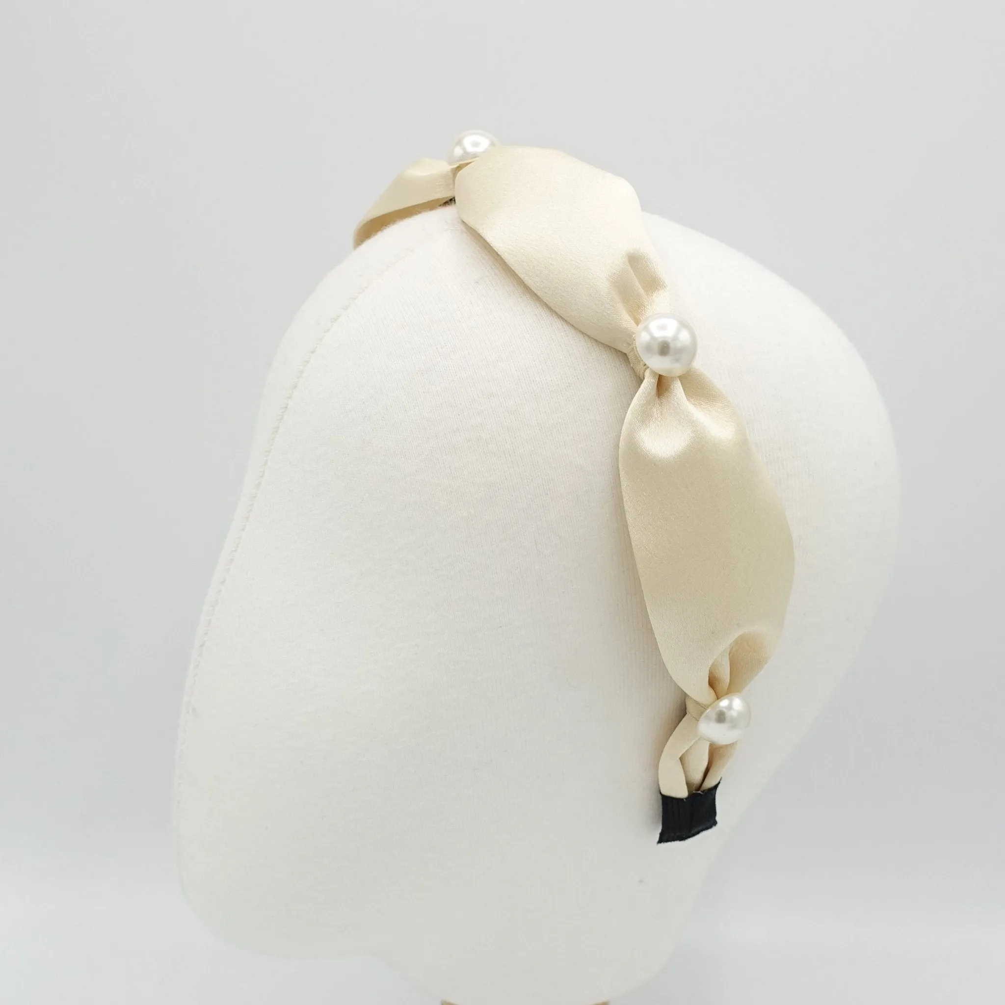 satin pearl tie headband