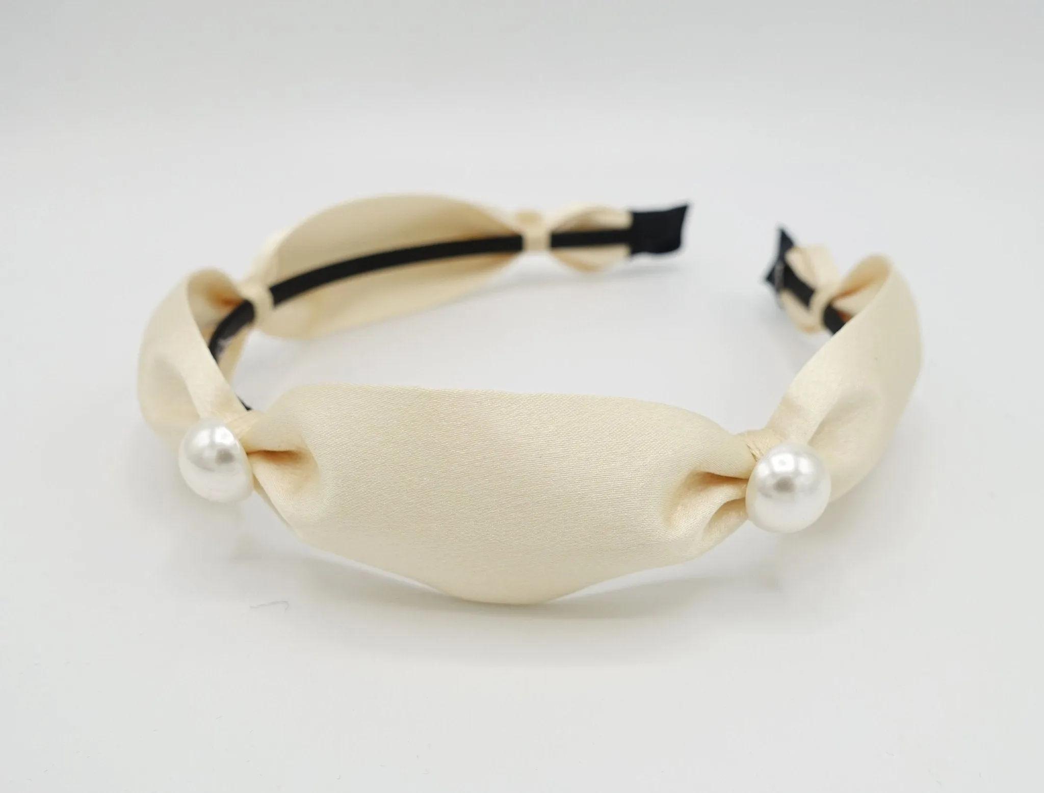 satin pearl tie headband