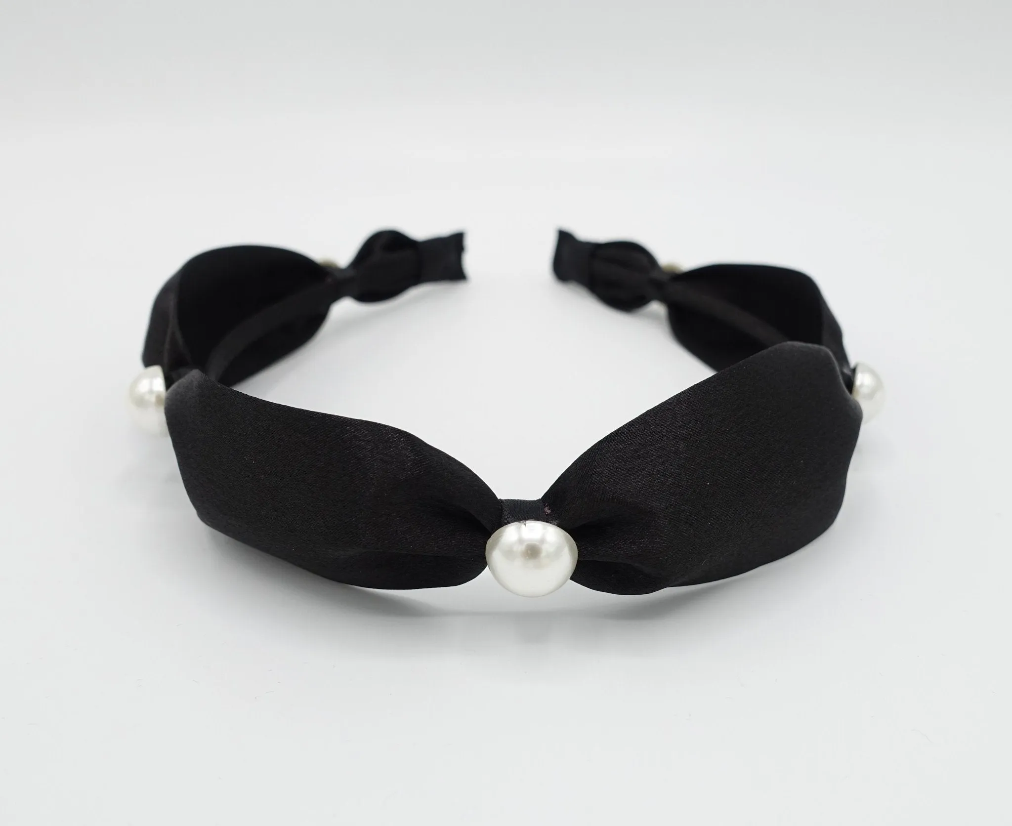 satin pearl tie headband