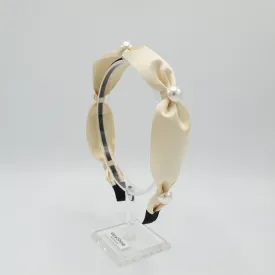 satin pearl tie headband