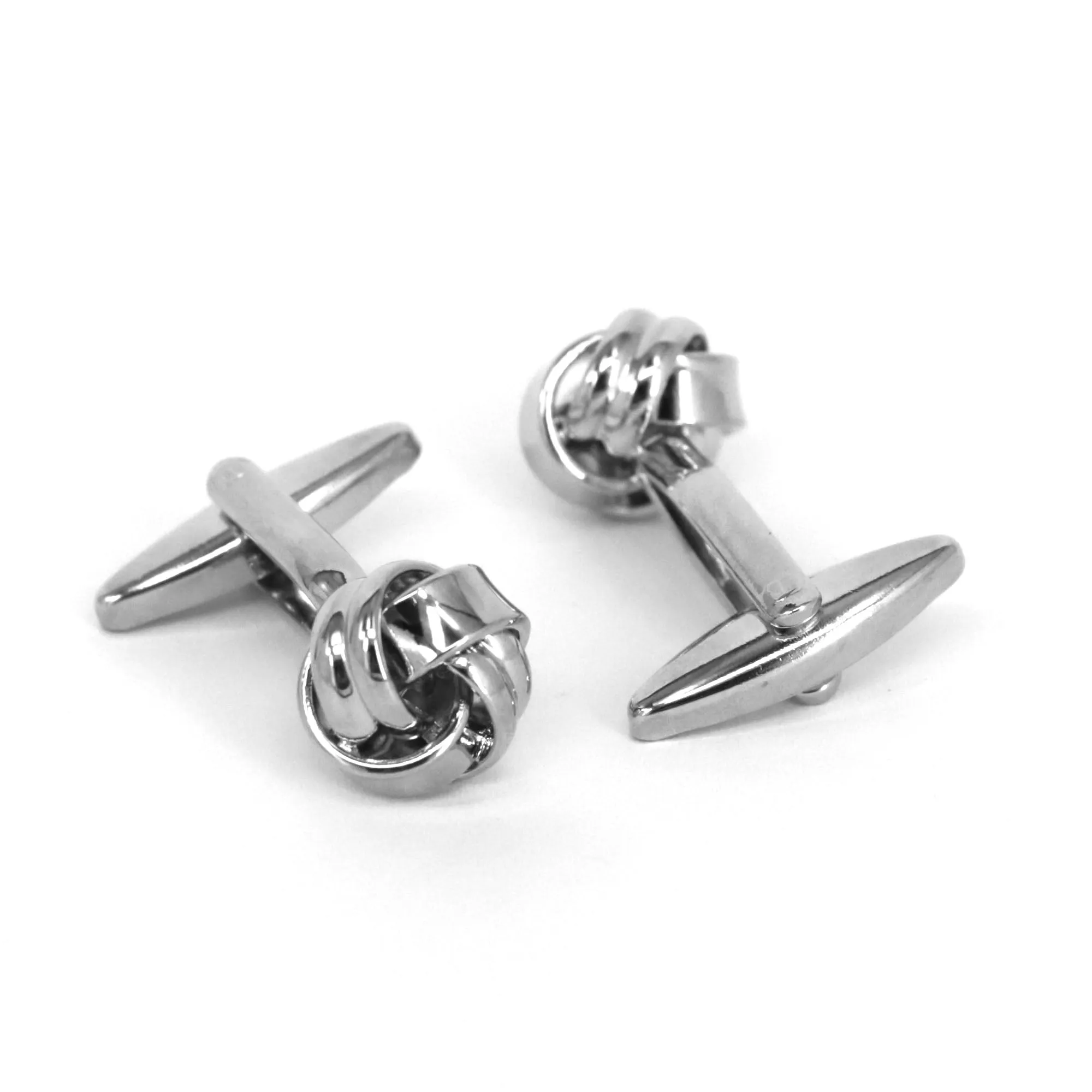 Silk Knot in Silver Cufflink - 2wires- Small