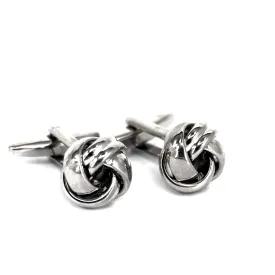 Silk Knot in Silver Cufflink - 2wires- Small