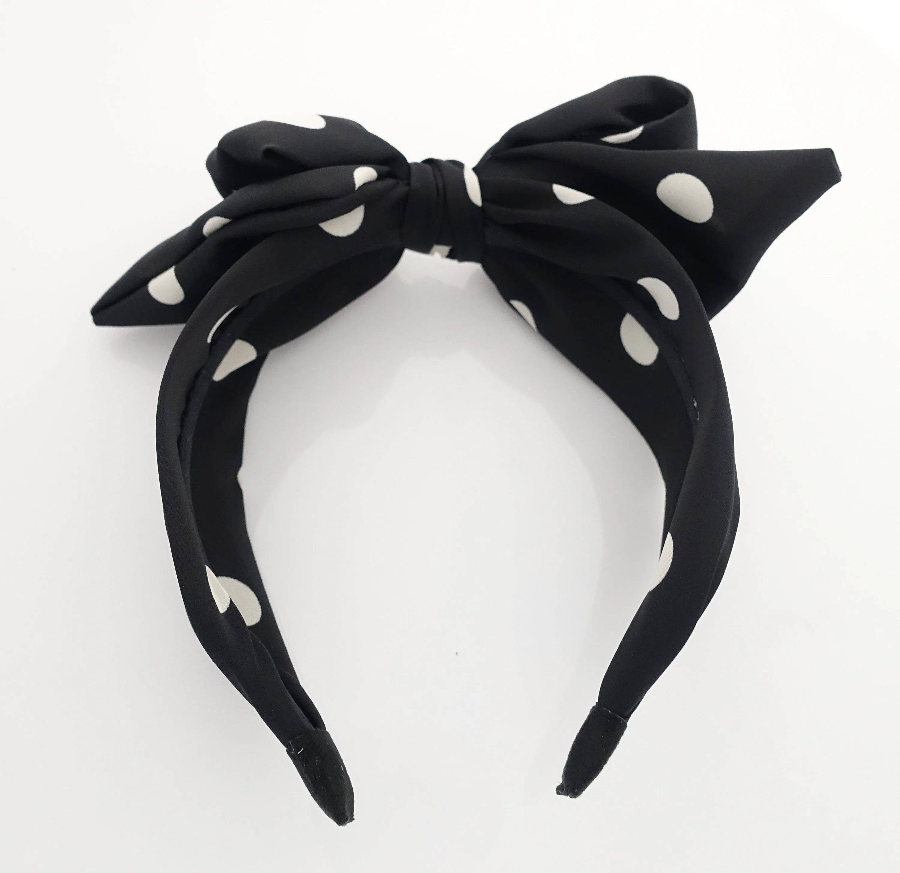 silk satin bow knot headband layered  hair bow dot print hairband woman hair accessory