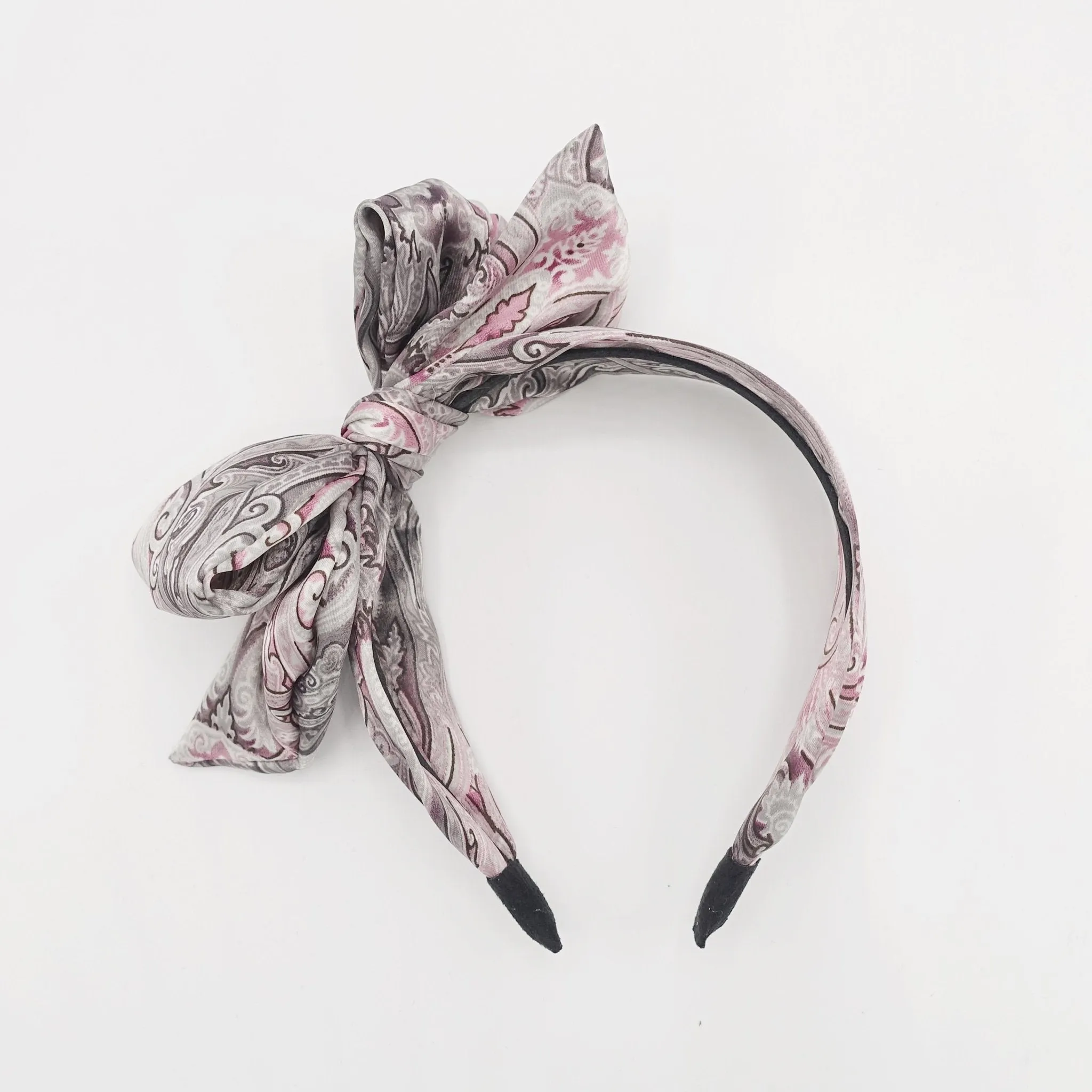 silk satin bow knot headband paisley print hairband luxury hair accessory for women