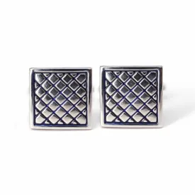 Silver Diamond Patterned Cufflinks