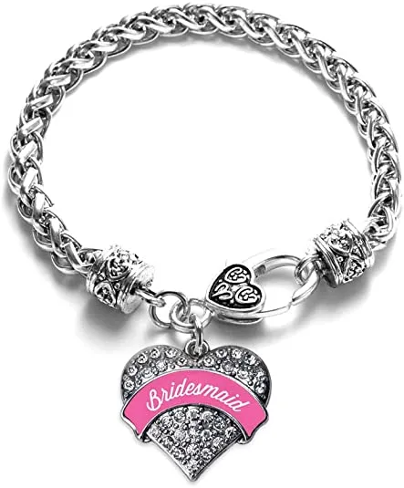 Silver Pave Heart Charm Bracelet with Cubic Zirconia