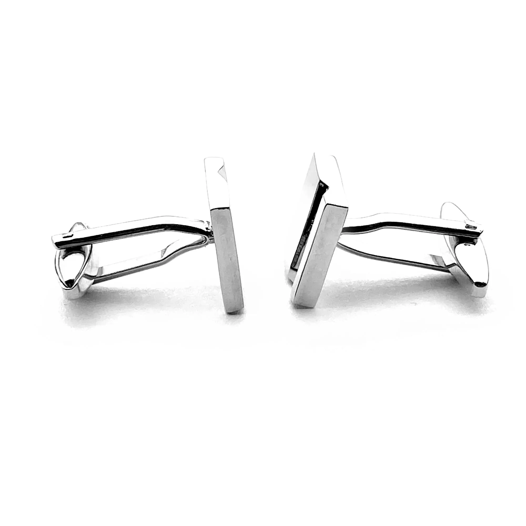 Silver Square With Curve Cufflinks