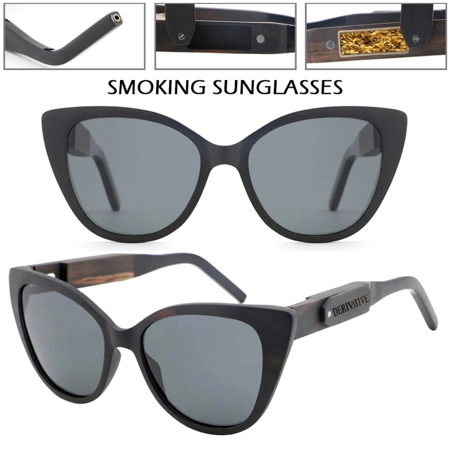 Smokable Pipe Sunglasses // Black Cat Eye