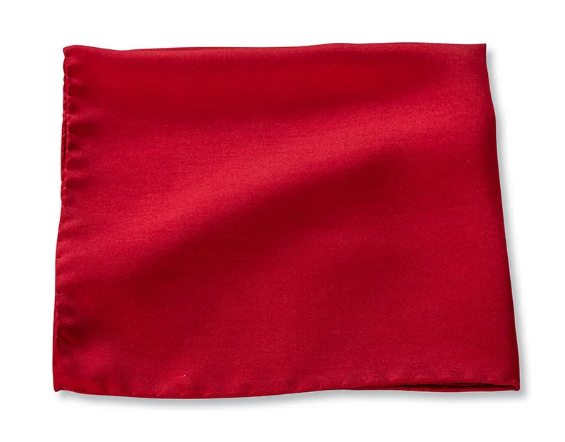 Solid Red Silk Pocket Square - 4490