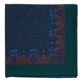 Sovereign Grade Ancient Madder Forest Green Paisley Pocket Square