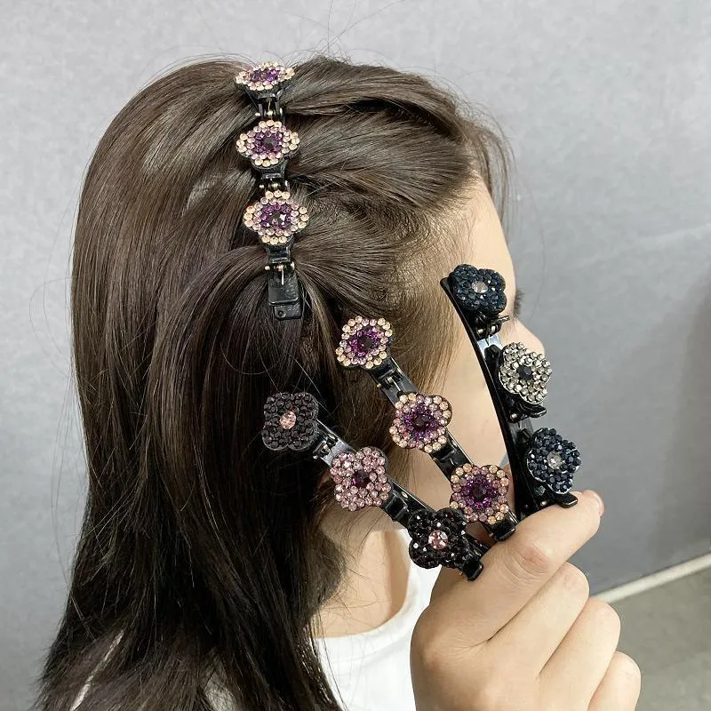 Sparkling Crystal Stone Braided Hair Clips Satin Rhinestone Fabric Hair Bands AU