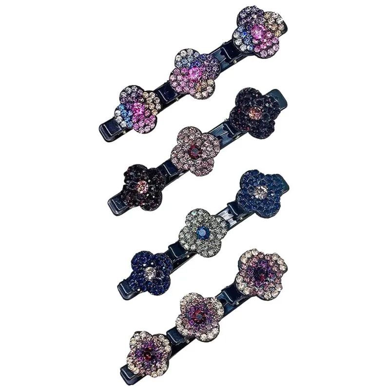 Sparkling Crystal Stone Braided Hair Clips Satin Rhinestone Fabric Hair Bands AU