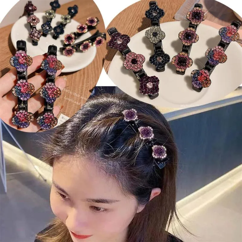 Sparkling Crystal Stone Braided Hair Clips Satin Rhinestone Fabric Hair Bands AU